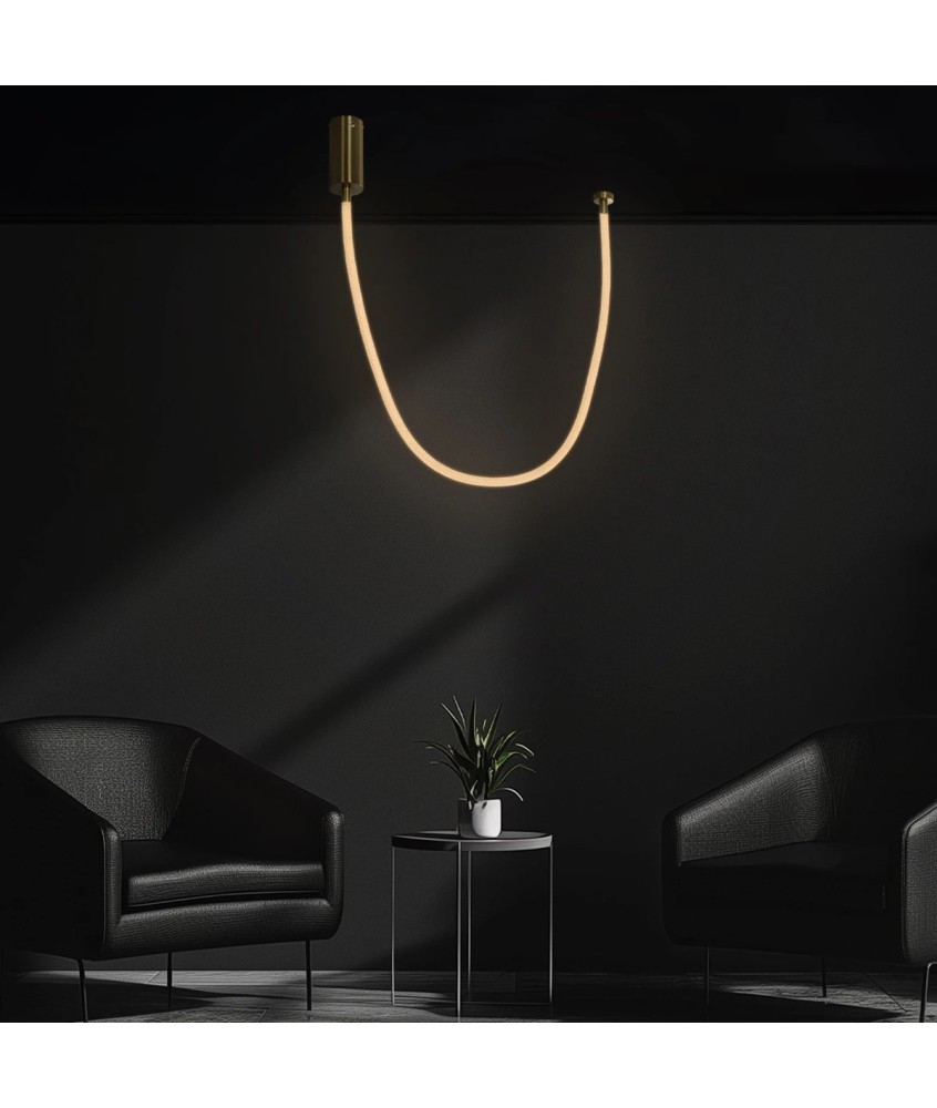 kelvo® GLOW KLV-101-0155 Κρεμαστό Φωτιστικό Οροφής LED 27W 2700lm 360° AC 220-240V IP20 Ρυθμιζόμενο Λευκό CCT με Χειριστήριο από 2700K έως 6000K Dimmable - Lumileds SMD Chip - Χρυσό Πλατίνα - Μ90 x Π9 x Υ95cm - 3 Χρόνια Εγγύηση